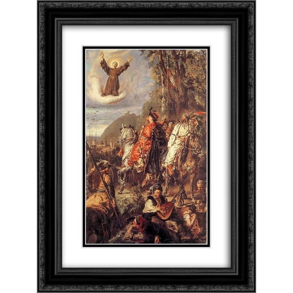 Jan Matejko 2x Matted 20x24 Black Ornate Framed Art Print 'BohdanáKhmelnytskyáwitháTugaiáBeyánearáLviv'