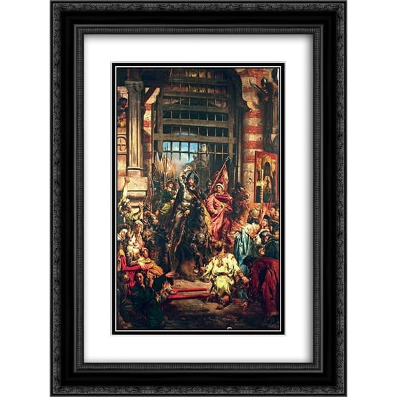Jan Matejko 2x Matted 20x24 Black Ornate Framed Art Print 'Boleslaw the Brave with Sviatopolk at the Golden Gate in Kiev'