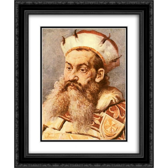 Jan Matejko 2x Matted 20x24 Black Ornate Framed Art Print 'Henry the Bearded'