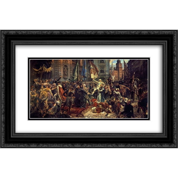 Jan Matejko 2x Matted 24x18 Black Ornate Framed Art Print 'The Constitution of the 3rd May 1791'
