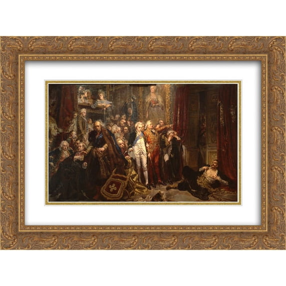 Jan Matejko 2x Matted 24x18 Gold Ornate Framed Art Print 'The Fall of Poland'