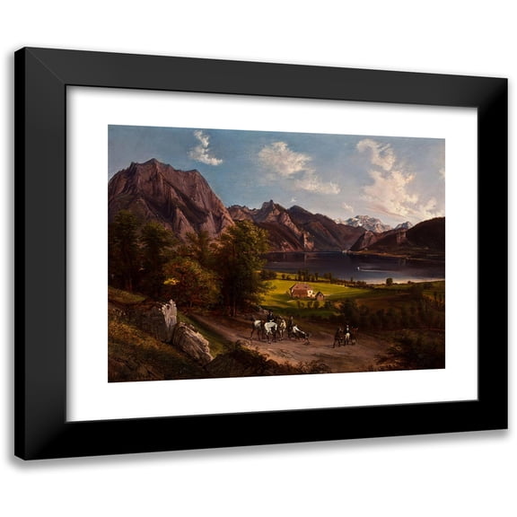 Jan Nepomucen Glowacki 14x12 Black Modern Framed Museum Art Print Titled - Tyrolean (Or Bavarian) Landscape (1835)