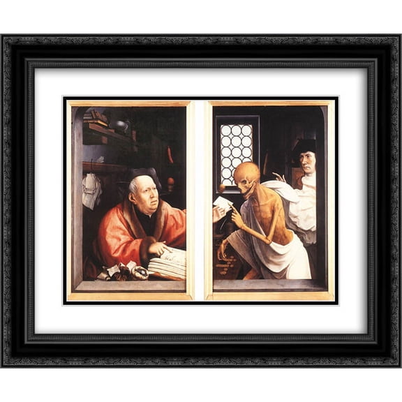 Jan Provoost 2x Matted 24x20 Black Ornate Framed Art Print 'Death and the Miser'