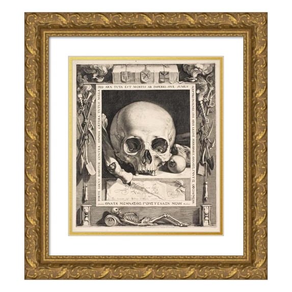 Jan Saenredam 20x23 Gold Ornate Framed and Double Matted Museum Art Print Titled - Death's Head (1599 - 1604)