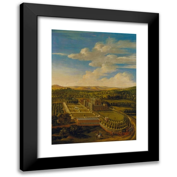 Jan Siberechts 14x18 Black Modern Framed Museum Art Print Titled - Wollaton Hall and Park, Nottinghamshire