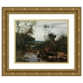 thumbnail image 1 of Jan Siberechts 24x20 Gold Ornate Framed and Double Matted Museum Art Print Titled - Peasants Crossing a Stream (C. 1670), 1 of 4
