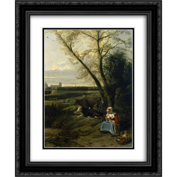 Jan Siberechts 2x Matted 20x24 Black Ornate Framed Art Print 'Shepherdess'