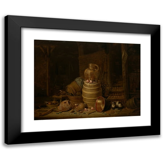 Jan Spanjaert 24x19 Black Modern Framed Museum Art Print Titled - Still Life with a Barrel (1640)