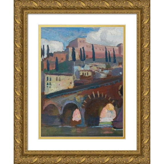 Jan Stanislawski 11x14 Gold Ornate Wood Frame and Double Matted Museum Art Print Titled - Fortress in Verona (1902)