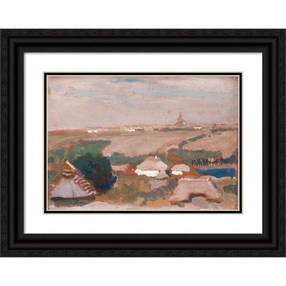 Jan Stanislawski 18x14 Black Ornate Wood Framed Double Matted Museum Art Print Titled - Ukrainian Village (1903)