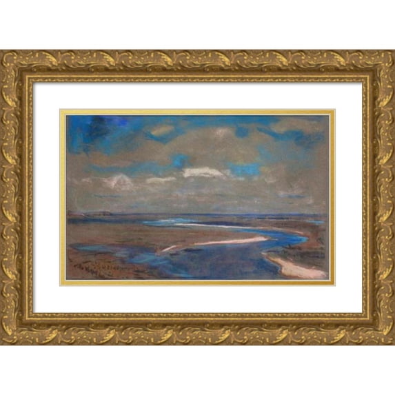 Jan Stanislawski 24x17 Gold Ornate Framed and Double Matted Museum Art Print Titled - Dniepr (About 1903)