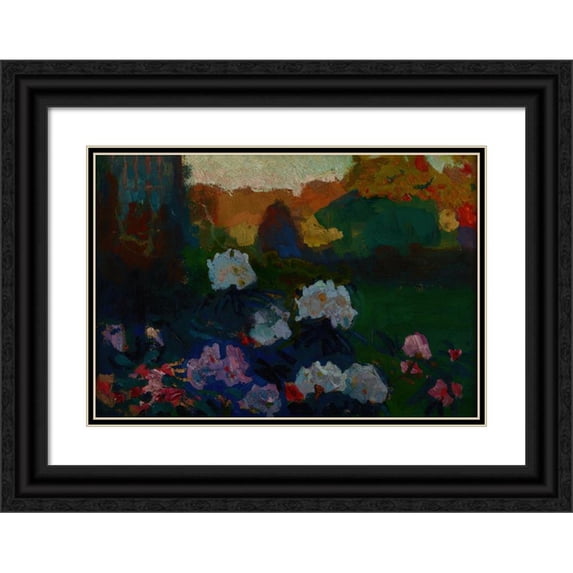 Jan Stanislawski 24x18 Black Ornate Framed Double Matted Museum Art Print Titled: Rhododendrons (1905)