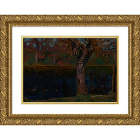 Jan Stanislawski 24x18 Gold Ornate Framed and Double Matted Museum Art Print Titled - Pond (1903)