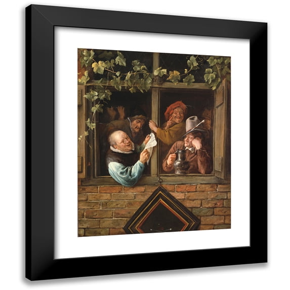 Jan Steen 12x14 Black Modern Framed Museum Art Print Titled - Rhetoricians at a Window