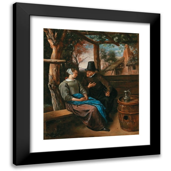 Jan Steen 20x23 Black Modern Framed Museum Art Print Titled - A Suitor with a Young Woman