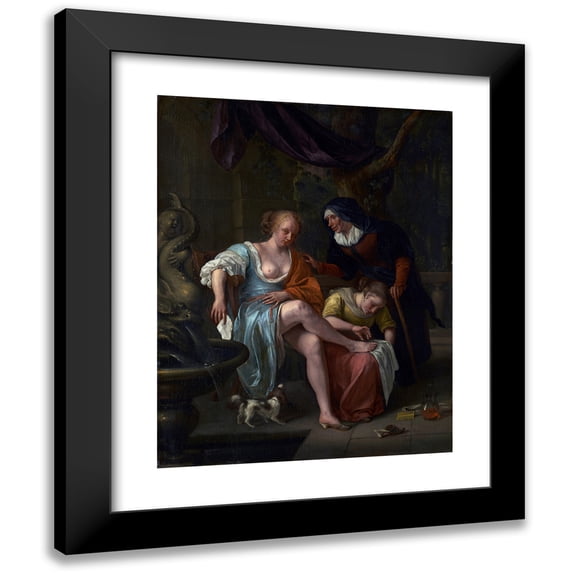 Jan Steen 20x24 Black Modern Framed Museum Art Print Titled - Bathsheba After the Bath (About 1670-1675)