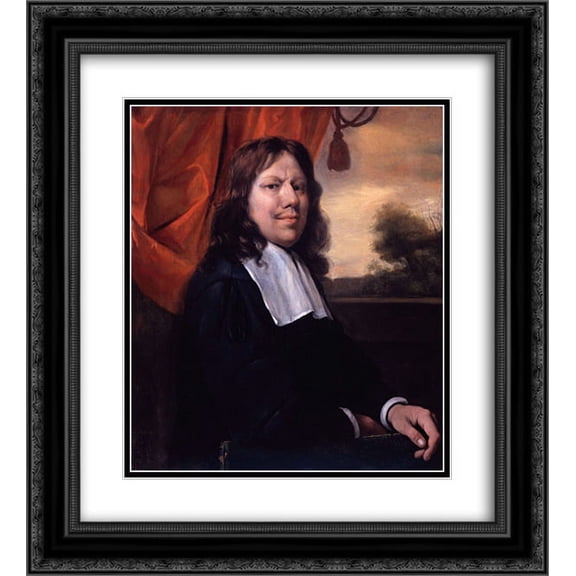 Jan Steen 2x Matted 20x22 Black Ornate Framed Art Print 'Self-portrait'