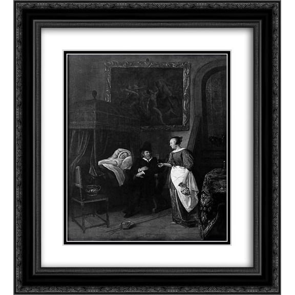 Jan Steen 2x Matted 20x24 Black Ornate Framed Art Print 'Doctor`s visit'