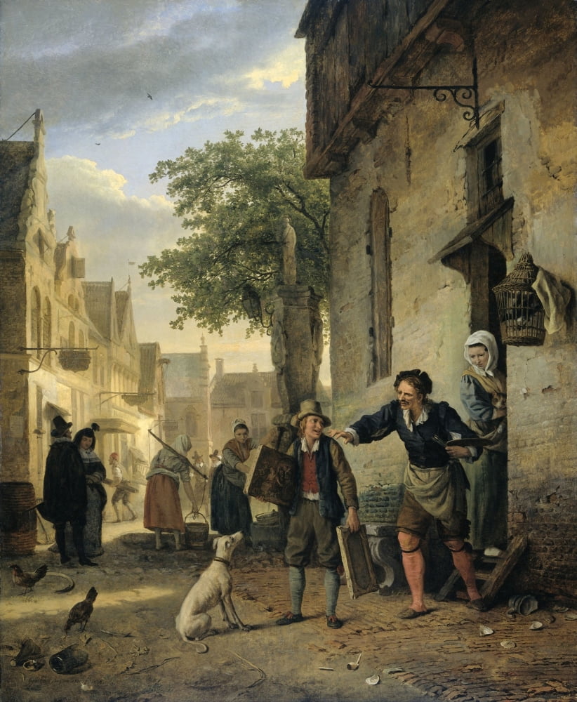 Jan Steen Sends His Son To The Streets To Exchange Paintings For Beer And Wine Canvas Art - (24 x 36)