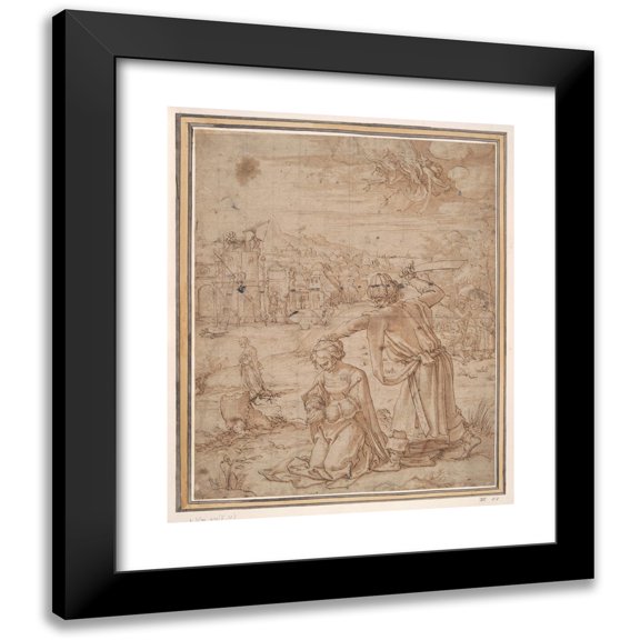 Jan Swart van Groningen 12x14 Black Modern Framed Museum Art Print Titled - Beheading of St. Barbara (ca. 1525-30)
