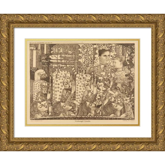 Jan Toorop 24x19 Gold Ornate Framed and Double Matted Museum Art Print Titled - Pleased Gouda (1897)