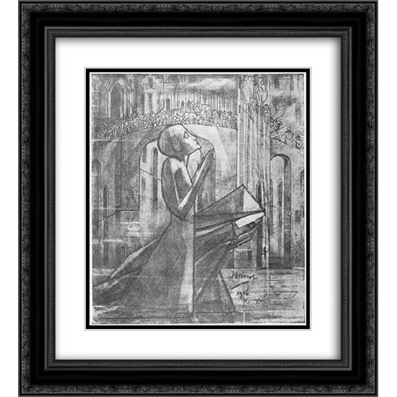 Jan Toorop 2x Matted 20x22 Black Ornate Framed Art Print 'Prayer at the Road to Calvary'