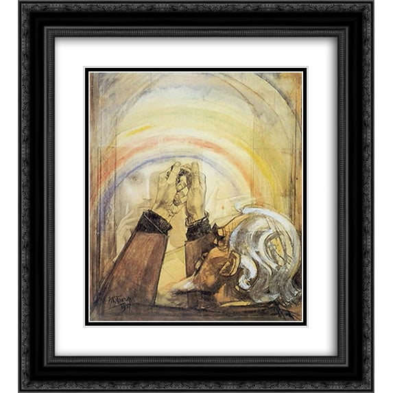 Jan Toorop 2x Matted 20x22 Black Ornate Framed Art Print 'Self-Portrait'