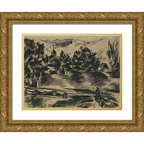 Jan Trampota 14x12 Gold Ornate Wood Frame and Double Matted Museum Art Print Titled - Olfa (1916)