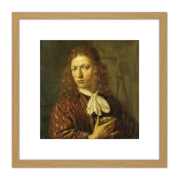 Jan Van Haensbergen Self Portrait Painting 8X8 Inch Square Wooden Framed Wall Art Print Picture with Mount