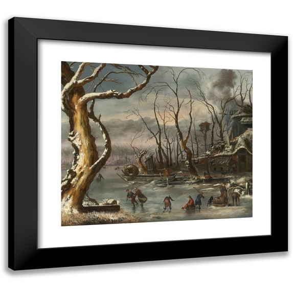 Jan Van Kessel The Elder 17x15 Black Modern Framed Museum Art Print Titled - A Winter Landscape
