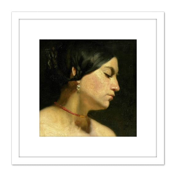 Jan Van Scorel Mary Magdalene Woman Face Painting 8X8 Inch Square Wooden Framed Wall Art Print Picture with Mount