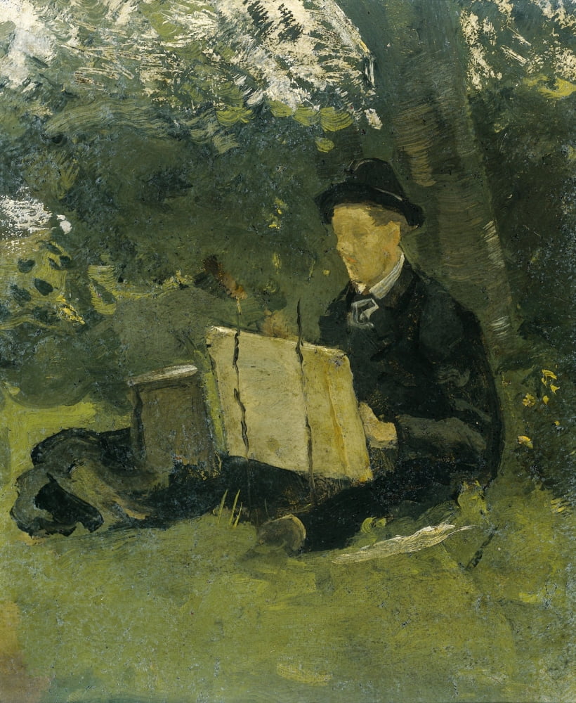 Jan Verkade Painting Under A Tree At Hattem Canvas Art - (18 x 24)