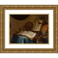 thumbnail image 1 of Jan Vermeulen 24x19 Gold Ornate Framed and Double Matted Museum Art Print Titled - Still Life with Books, a Globe and Musical Instruments (C. 1660), 1 of 4