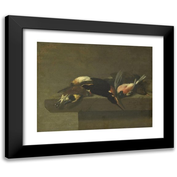 Jan Vonck 14x12 Black Modern Framed Museum Art Print Titled - Dead Birds (1640 - 1662)