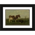thumbnail image 1 of Jan Vrolijk 18x13 Black Ornate Wood Framed Double Matted Museum Art Print Titled - A Cow with Her Calf in a Meadow (1879), 1 of 5