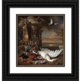 thumbnail image 1 of Jan Weenix 12x13 Black Ornate Wood Framed Double Matted Museum Art Print Titled: Hunting and Fruit Still Life Next to a Garden Vase, with a Monkey, Dog and Two Doves (1714), 1 of 5