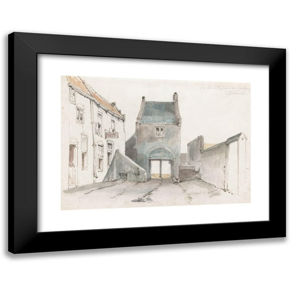 Jan Weissenbruch 14x11 Black Modern Framed Museum Art Print Titled - Steigerpoort in Leerdam (1832 - 1880)