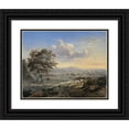 thumbnail image 1 of Jan Wijnants 14x12 Black Ornate Wood Framed Double Matted Museum Art Print Titled: Hilly Landscape with a Rider on a Country Road (1655 - 1684), 1 of 5