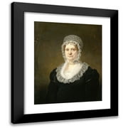 Jan Willem Pieneman 12x14 Black Modern Framed Museum Art Print Titled - Portrait of Sara De Haan, Widow of the Amsterdam Underwriter Cornelis Hartsen (1820 - 1832)