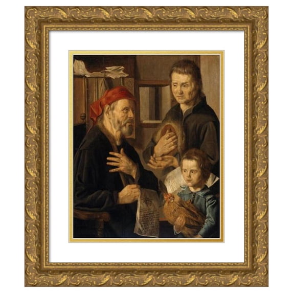 Jan Woutersz Stap 15x18 Gold Ornate Wood Frame and Double Matted Museum Art Print Titled - Office of the Steward (Office of the Notary) (C. 1636)