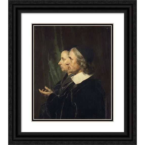 Jan de Bray 12x14 Black Ornate Wood Framed Double Matted Museum Art Print Titled: Portrait of the Artist's Parents, Salomon De Bray and Anna Westerbaen (1664)