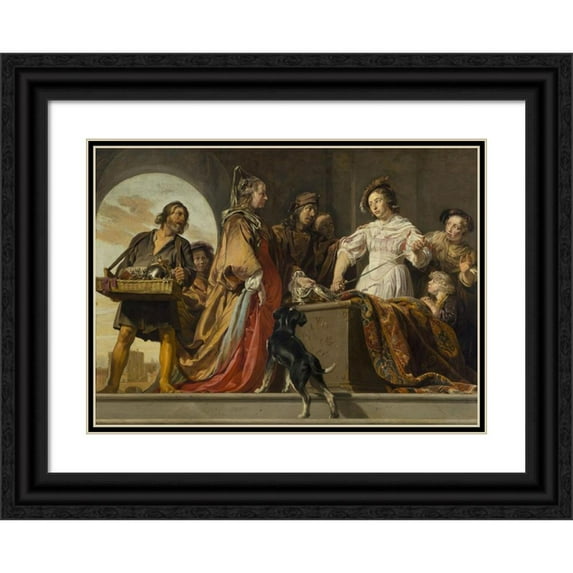 Jan de Bray 24x18 Black Ornate Framed Double Matted Museum Art Print Titled: Achilles Among the Daughters of Lycomedes (Ovid, Metamorphoses, Xii, 162 Ff) (1664)