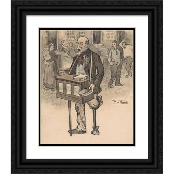 Jan de Waardt 20x24 Black Ornate Framed Double Matted Museum Art Print Titled: Oud -General as Street Musician (1895 - 1899)