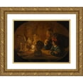 thumbnail image 1 of Jan ter Borch 14x11 Gold Ornate Wood Frame and Double Matted Museum Art Print Titled - The Drawing Lesson (1634), 1 of 4