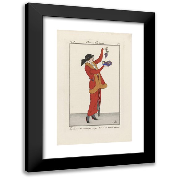 Jan van Brock 16x24 Black Modern Framed Museum Art Print Titled - Journal of Ladies and Fashions; the Fashion Illustrators (1913)