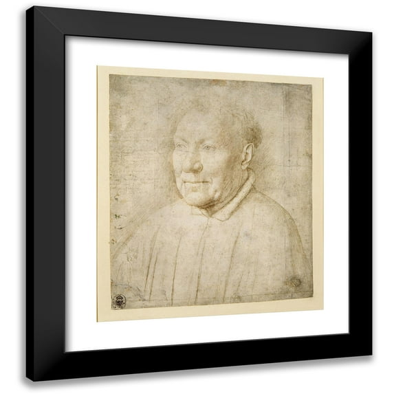 Jan van Eyck 15x17 Black Modern Framed Museum Art Print Titled - Portrait of Cardinal Niccolo Albergati (1435)