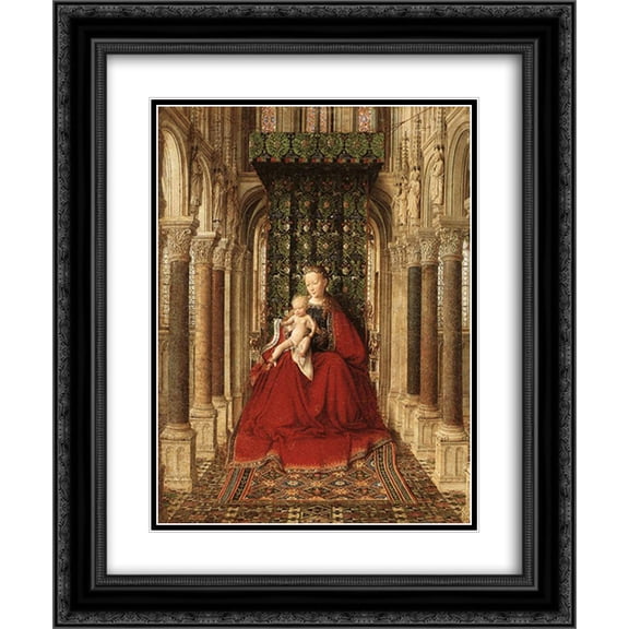 Jan van Eyck 2x Matted 20x24 Black Ornate Framed Art Print 'Small Triptych (central panel)'
