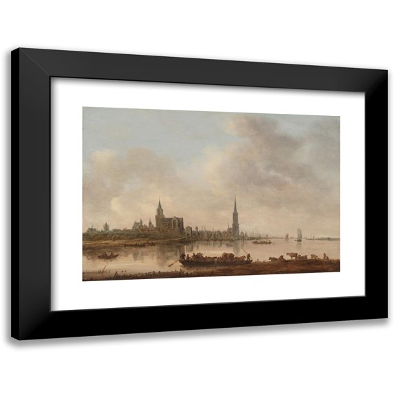 Jan van Goyen 14x11 Black Modern Framed Museum Art Print Titled - View of Emmerich (1645)