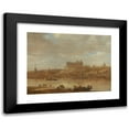thumbnail image 1 of Jan van Goyen 18x14 Black Modern Framed Museum Art Print Titled - A River Landscape with a Ferry Boat and a Castle by a Town Beyond (1645), 1 of 5