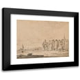 thumbnail image 1 of Jan van Goyen 24x19 Black Modern Framed Museum Art Print Titled - Return of Fishing on the Edge of the Shore, the Bell Tower of a Church in the Background (1638), 1 of 5